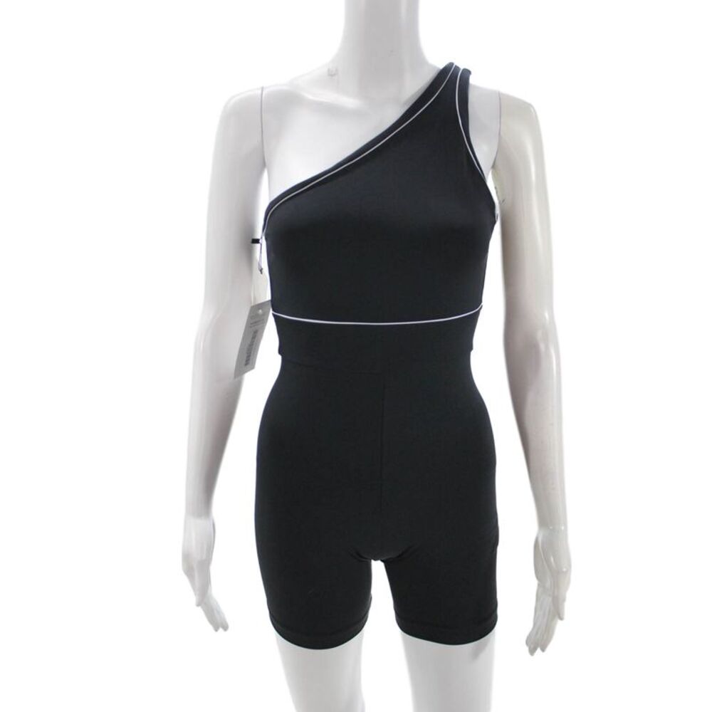 MUV Womens One Shoulder Sleeveless Jumpsuit Black Size S